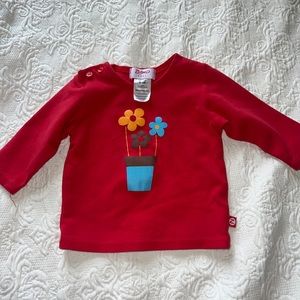 Zutano Baby Girl red Floral Pullover Top Shirt Cotton Knit Size 0-6m
